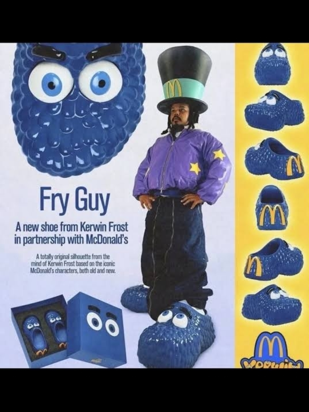 McDonald's Bright Cobalt Fry Guy Box with Yellow Logo Accent